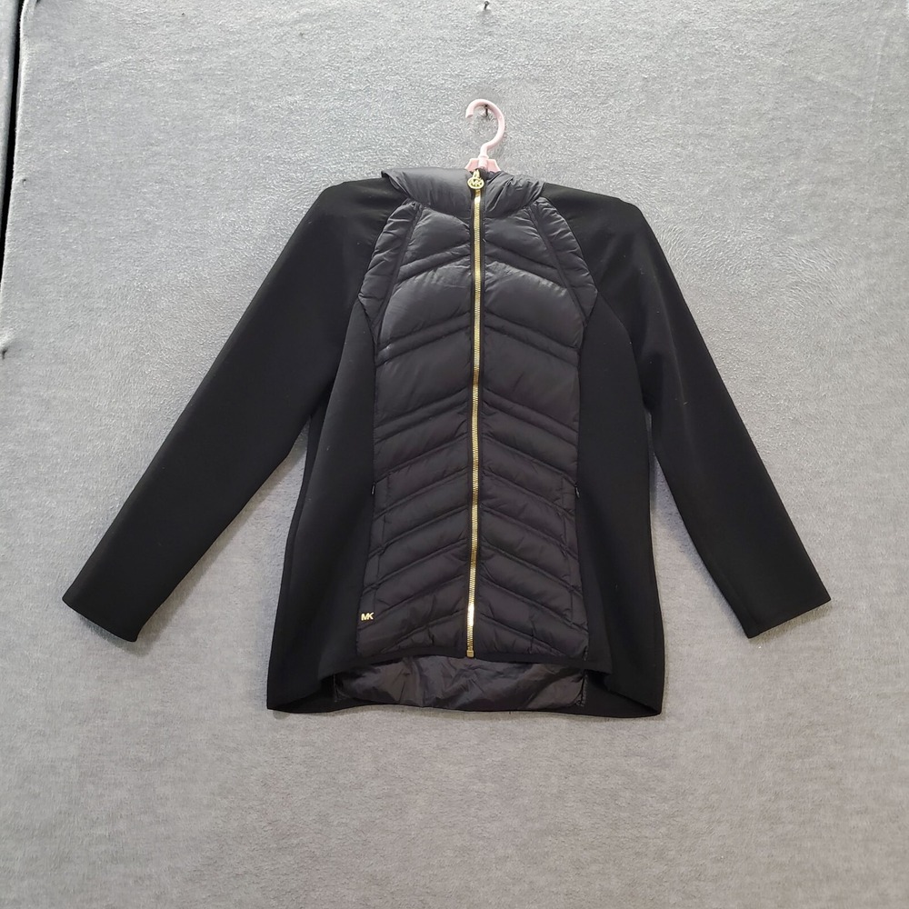 Michael Kors Women Jacket Medium Black Puffer Down Water Fowl Feather Full Zip‎